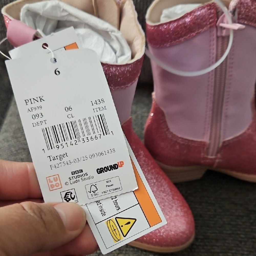 Target Girls' Pink Glitter Zip Boots